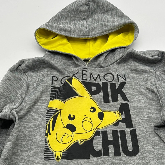 POKEMON PIKACHU Jumping Beans Youth Collectible Fleece Pullover Grey Size 12 - Picture 8 of 8